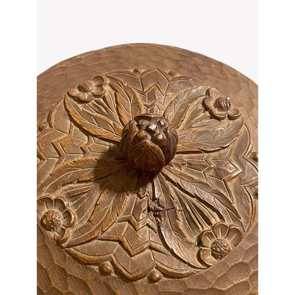 SIGNED Hans Steiner Hand Carved Wooden Trinket Box Bowl & Lid Saulgau Germany - Picture 12 of 13
